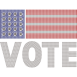 Vote & American Flag Rhinestone Heat Transfer Design